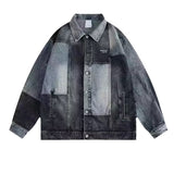 Unisex Baseball Jersey Spring and Autumn Washed Old Denim Jacket Loose Lapel Jacket