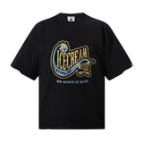 Bbc american high street ice cream flying dog printing short sleeve t-shirt casualshortsloose half lengthjeans summer