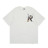 Represent short-sleeved angel print high street pure cotton accessible luxury couple loose shark doberman t