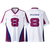 Cross-border american blockcore style patch embroidery t-shirt v-neck sports football uniform mesh quick-drying