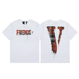 Cross-border supply large v letter lne cherry blossom short half-sleeve sketch embroidery lip print graffiti print short