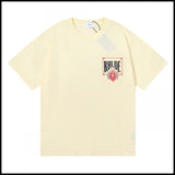 Export wholesale niche american fashion rhu flag floralsprinting double yarn pure cottoncasualloose couple short-sleeved t