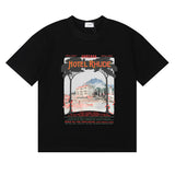 Rhude T Shirts Varenna Town Printed Cotton Casual Short Sleeves Men and Women