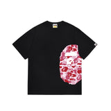 Wholesale japanese style side plaid camo ape head short sleeve color block trendy t-shirt for summer