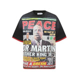 valley washed distressed printed short-sleeved hip-hop loose street t-shirt hooded