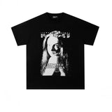 Erd: brooding rich kid - american retro portrait print rock 'n' roll hip-hop pocket oversized short sleeve tee