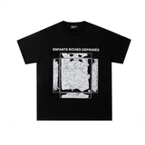 Erd: brooding rich kid - american retro portrait print rock 'n' roll hip-hop pocket oversized short sleeve tee