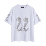 Wholesale foreign trade amir washed distressed tiger head number & letter logo short sleeve t-shirt