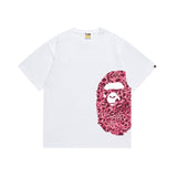 Wholesale japanese style side plaid camo ape head short sleeve color block trendy t-shirt for summer