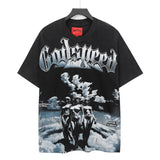 high version gods short sleeve heavy weight washed fog high street skull pure cottonprinting round