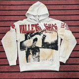valley washed distressed printed short-sleeved hip-hop loose street t-shirt hooded