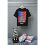 authentic edition chest pocket cross gradient horseshoe flower print short sleeve couple t-shirt