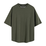 Summer trendy short-sleeve tee with back logo print - couple's fashion
