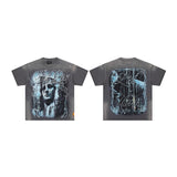 First row wake up and be fierce flame tee hot diamond washed and distressed short