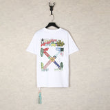 【eu size】authentic off-white print watercolor splatter gradient arrow graffiti ow short sleeve couple tee