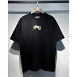 amri flow paint graffiti letter starry sky classic logo print short sleeve couple t-shirt
