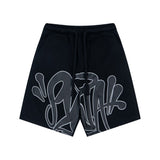 Synaworld american streetwear hip-hop foam print short sleeve sports five-point shorts casual t-shirt set dr