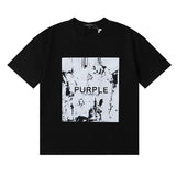 Wholesale high street purple br@nd american style short sleeve loose retro casual t-shirt couple trendy tee