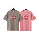Vtm letter american style no photo printing loose washed distressed short sleeve t-shirt couple outfit