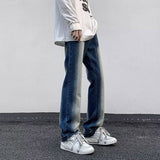 Unisex Jeans Street Vintage Washed Loose Elastic Waist Jeans