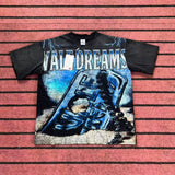 valley washed distressed printed short-sleeved hip-hop loose street t-shirt hooded