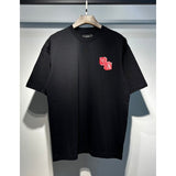 [gram] am flow paint graffiti letter starry sky classic logo print short sleeve couple t-shirt