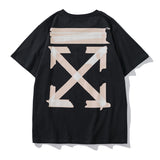 Wholesale off short sleeve ow dissolved arrow gradient starry sky splash ink t-shirt yellow tape warning line love