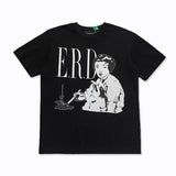 Erd rich second generation loose version american trend quiet eye printing round neck short sleeve t-shirt couple outfit
