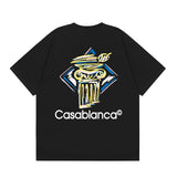 casa casablanca short-sleeved fantasy door letter logo printingstylish round neck short-sleeved t-shirt