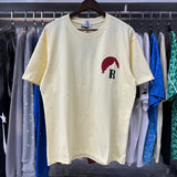 Rhude T Shirts Red Sunset Print Cotton Casual Short Sleeve Men and Women