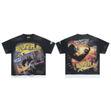 Wholesale american retro rugged play gorilla print t-shirt - distressed, ripped, faux two-piece short sleeve
