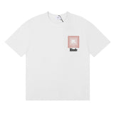 Rhude T Shirts Chevron Red Printed Cotton Casual Short Sleeve Men and Women