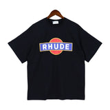 American rhu co-branded marlboro f formula traffic jam coconut tree sunset logo short-sleeved couple t