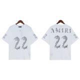 Cross-border wholesale correct version am splash ink flow paint camouflage starry sky graffiti letter short-sleeved high street couple t