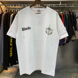 Rhude T Shirts Coconut Crown Printing Cotton Casual Short Sleeve Men and Women