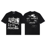 Mopey rich second generation xia loose version beautiful trendy quiet eyes printing round neck short sleeve t-shirt high street