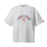 Bbc american high street ice cream flying dog printing short sleeve t-shirt casualshortsloose half lengthjeans summer
