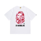 Early spring/summer camo ape head collaboration - little monkey logo print short sleeve couple's trendy tee