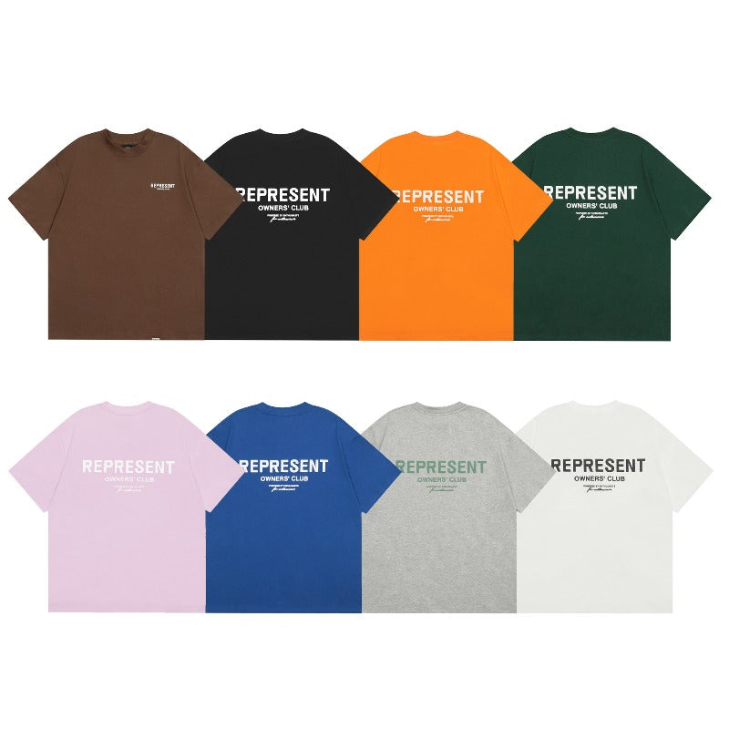Represent basic letter print short sleeve shorts summer outfit couple's set plus size loose t-shirt