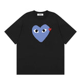 Correct version star kawakubo pla heartembroider short-sleeved pure cotton red heart peach couple t-shirt y