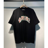 [gram] am peace dove flowing paint graffiti letter starry sky classic logo printing short sleeve couple t-shirt