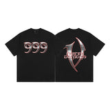 Cross-border supply large v letter lne cherry blossom short half-sleeve sketch embroidery lip print graffiti print short