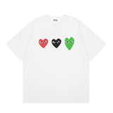 Correct version star kawakubo pla heartembroider short-sleeved pure cotton red heart peach couple t-shirt y