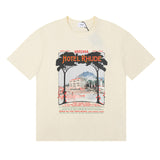 Rhude T Shirts Varenna Town Printed Cotton Casual Short Sleeves Men and Women