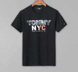 Tommy T Shirts Tommy Men's Short-Sleeved Cotton round Neck Bottoming Shirt Summer Printed T-shirt
