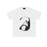 Erd: brooding rich kid - american retro portrait print rock 'n' roll hip-hop pocket oversized short sleeve tee