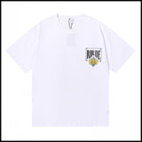 Export wholesale niche american fashion rhu flag floralsprinting double yarn pure cottoncasualloose couple short-sleeved t