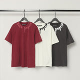 beheaded bear short-sleeved pa flame letter flow paint back logo trendy couple t-shirt