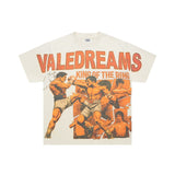 American retro valeforever washed & distressed hotfix rhinestone cotton short sleeve high street star t-shirt