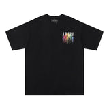 Wholesale amri splatter paint letter logo short sleeve t-shirt couple outfit high quality pure cotton shorts set